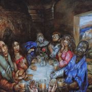 Sieger Köder, Das Mahl mit den Sündern, Titelbild des Ökumenischen Gottesdienstes, hier Bild vom Bild