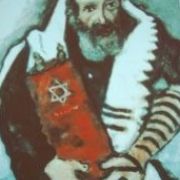 Rabbi mit Torarolle von Marc Chagall